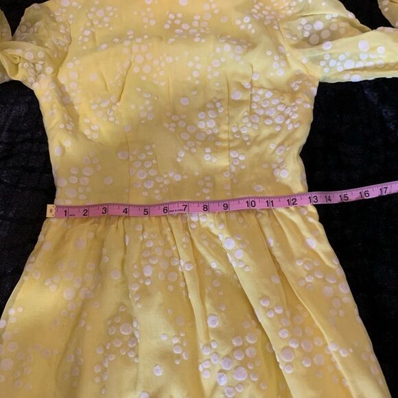 Vintage Rare Flocked Yellow Maxi‎ Dress - Picture 12 of 16